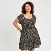 Robe évasée manches courtes noir femme