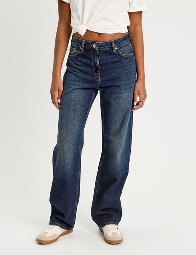 Jeans droit 5 poches denim stone femme