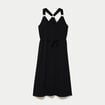 Robe longue droite col v bretelles fines noir femme