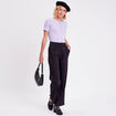 Pantalon droit large noir femme