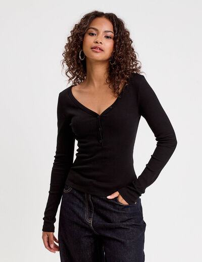 T-shirt manches longues noir femme