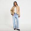 Veste droite col montant manches longues beige femme