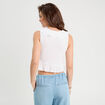 Top sans manches volants blanc femme