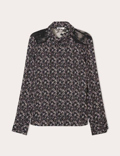 Chemise avec dentelle noir femme