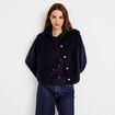 Gilet sans manches effet polaire col v bleu marine femme