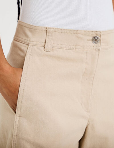Pantalon chino coupe barrel beige femme