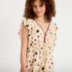 Robe courte &eacute;vas&eacute;e col v manches courtes blanc femme