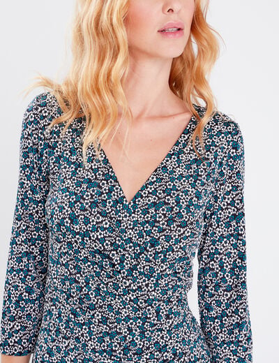 Robe moulante manches 3/4 noir femme