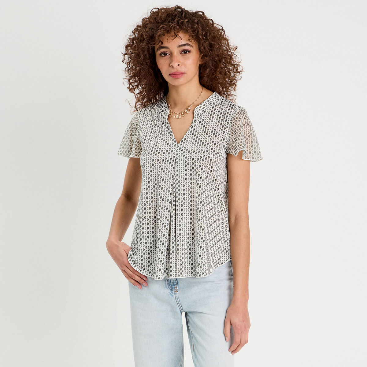 Blouse Fanny - manches courtes noir femme