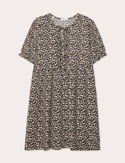 Robe évasée manches courtes sable femme