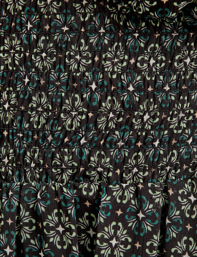 Robe évasée manches courtes noir femme