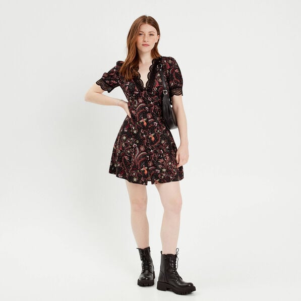 robe evasee manches courtes noir femme Robe évasée manches courtes noir femme