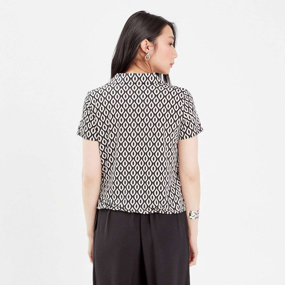 Blouse manches courtes noir femme