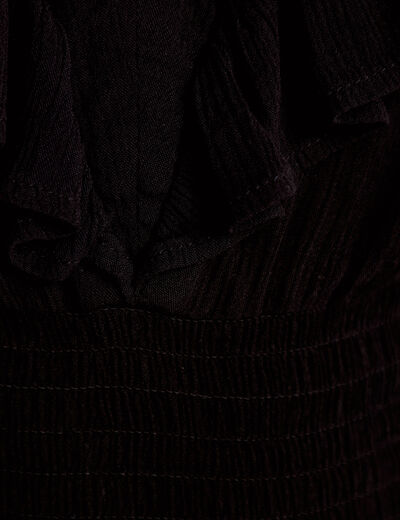 Blouse cintr&eacute;e cropped sans manches noir femme