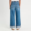 Jeans droit à revers denim double stone femme