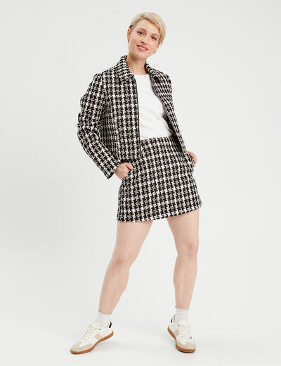 Veste zippée tweed noir femme