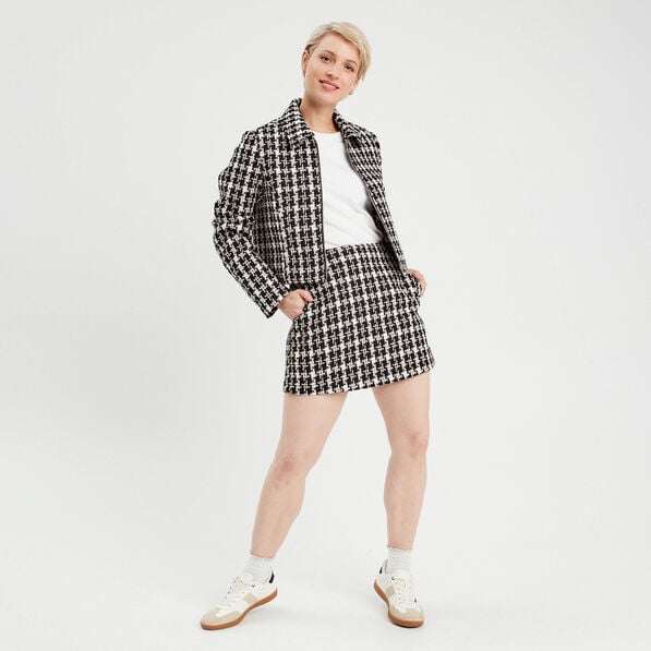veste zippee tweed noir femme Veste zippée tweed noir femme