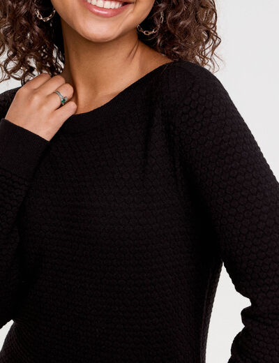 Pull col bateau noir femme