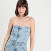 Combinaison pantalon en jean denim bleach femme
