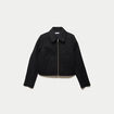 Veste cropped en bouclette noir femme