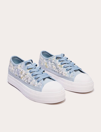 Basket plates en dentelle bleu clair femme