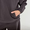 Sweat oversize &agrave; capuche manches longues gris fonc&eacute; femme