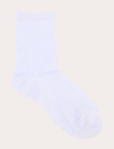 Chaussettes fils m&eacute;tallis&eacute;s couleur argent femme