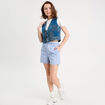 Veston matelassé noué bleu foncé femme