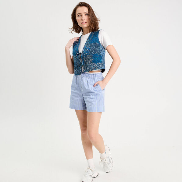veston matelasse noue bleu fonce femme Veston matelassé noué bleu foncé femme