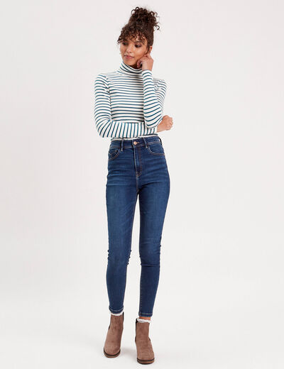 Jeans skinny taille haute denim brut femme