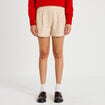 Short large taille haute en tweed ivoire femme