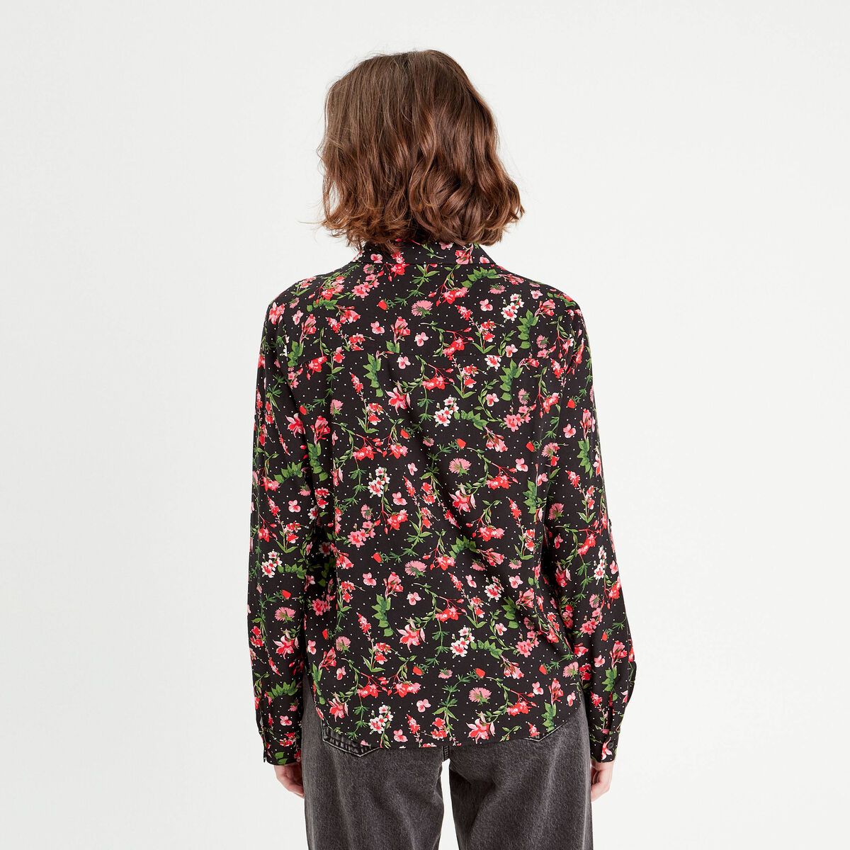 Chemise manches longues noir femme