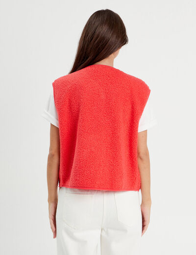 Gilet polaire sans manches rouge femme