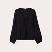 Blouse col en V noeuds noir femme