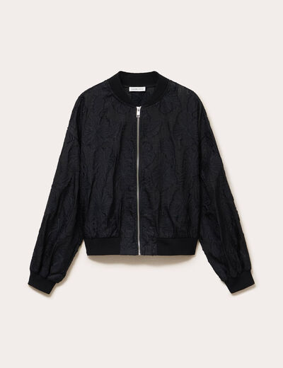 Bomber bas resserr&eacute; manches longues noir femme