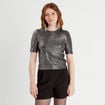 T-shirt paillettes gris argent femme