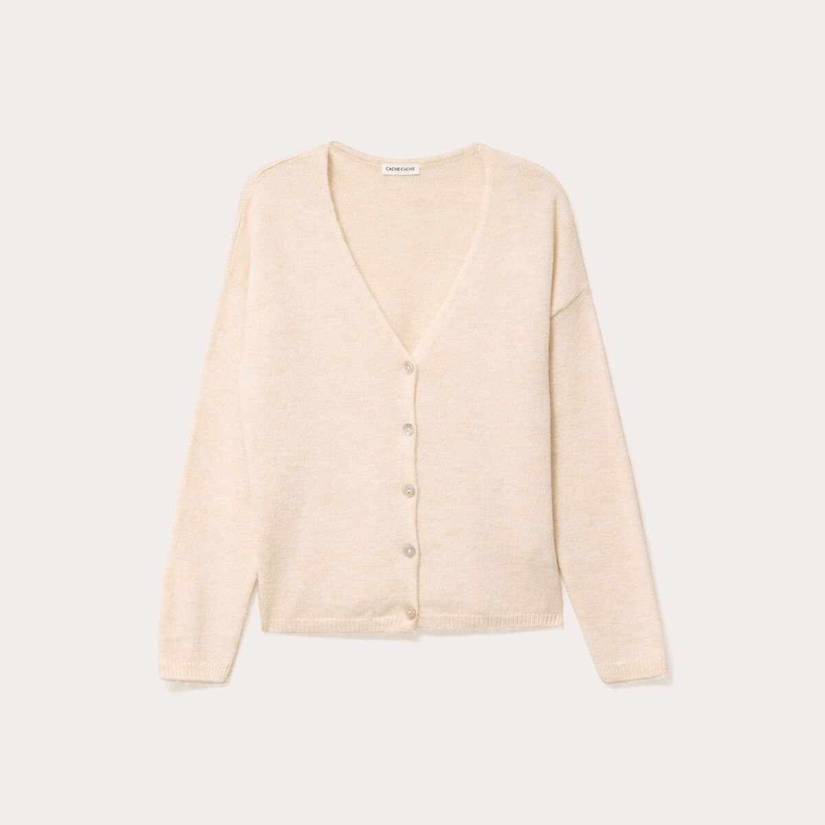 Gilet boutonné avec col en V sable femme