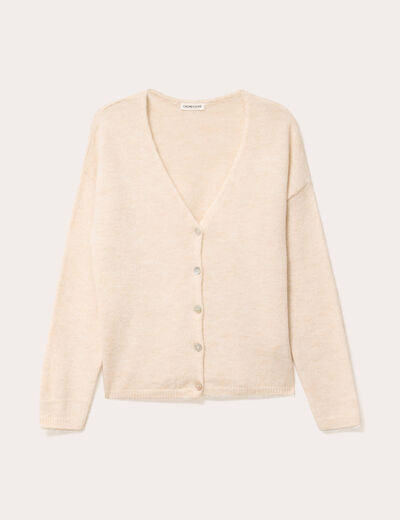 Gilet boutonné avec col en V sable femme