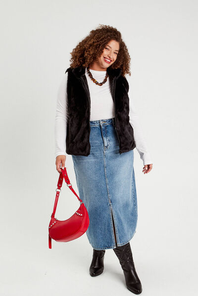 Veste droite sans manches noir femme