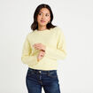 Pull col rond manches longues jaune clair femme