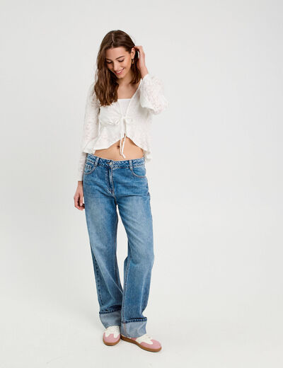 Jeans droit denim double stone femme