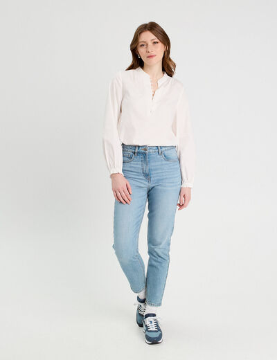 Blouse manches longues ecru femme