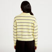 Polo manches longues col chemise jaune clair femme