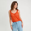 Débardeur effet crochet orange femme