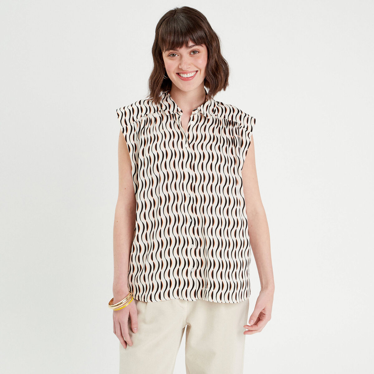 Chemise sans manches blanc femme