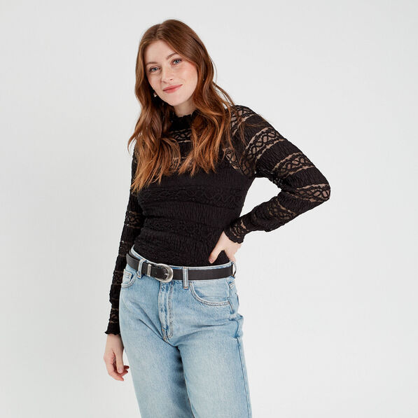blouse dentelle col montant noir femme Blouse dentelle col montant noir femme