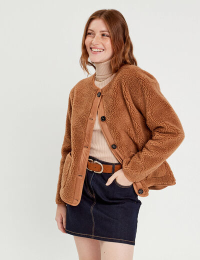 Veste effet polaire beige femme