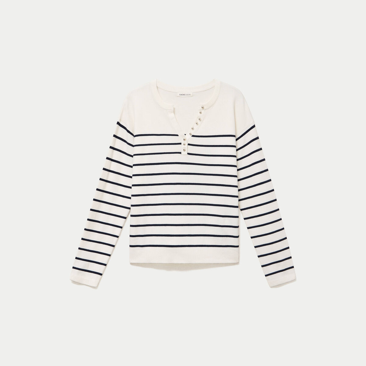 Pull fin manches longues bleu marine femme