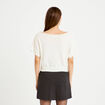 Pull ample cropped manches courtes ecru femme