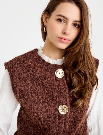 Gilet sans manches effet polaire marron clair femme